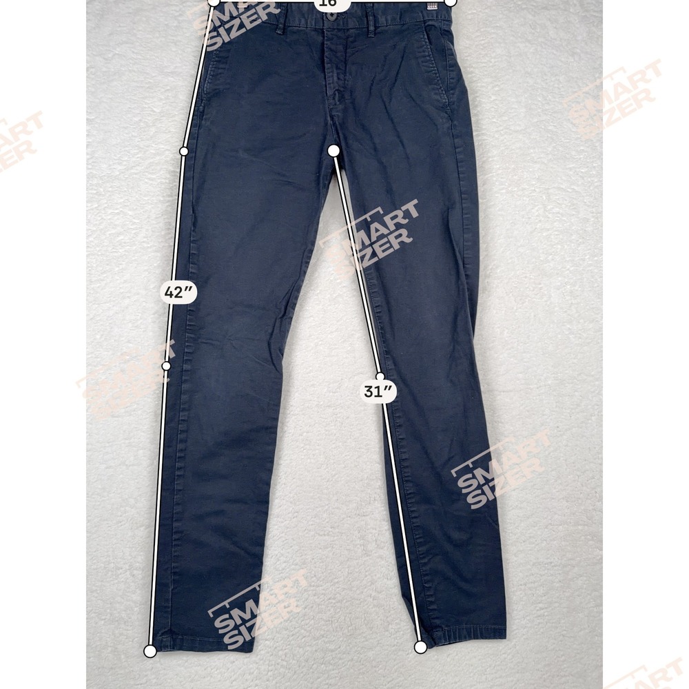 H&M L.O.G.G. Chino Pants Mens 30 Navy Blue Skinny Fit Stretch‎ Cotton Trousers - Picture 8 of 9